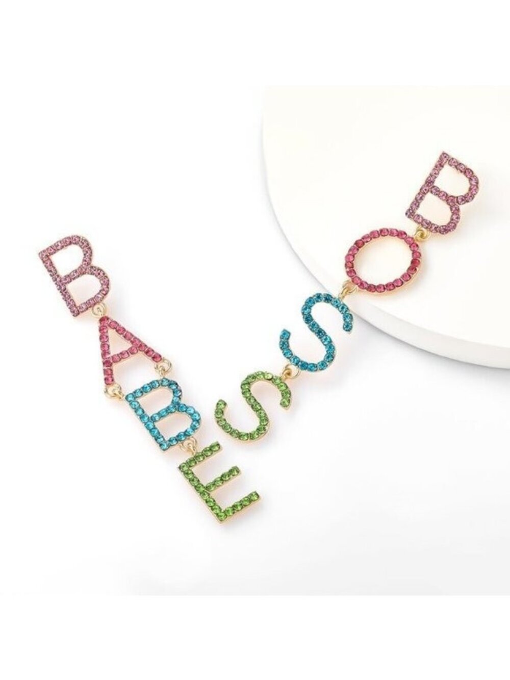 Boss Babe Colorful Rhinestone Dangle Drop Long Earrings